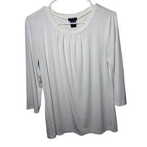 Ann Taylor Womens‎ Small Ivory Pleated 3/4 Sleeve Career Casual Blouse